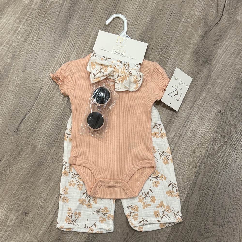Rachel Zoe Peach and Floral Baby Sunglasses Set